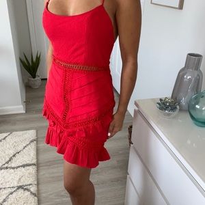 Ferrari red Summer cocktail dress.